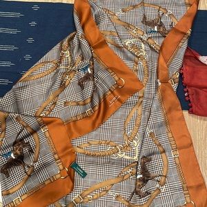 Lauren Ralph Lauren silk equestrian scarf. 34.5”x34.5”. Wonderful condition.